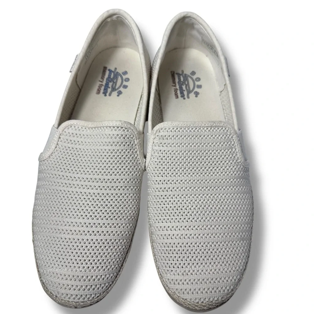 BOBS by Skechers Flexpadrille Lo slip-on shoes Women's Tan Knit Memory Foam Sz 9